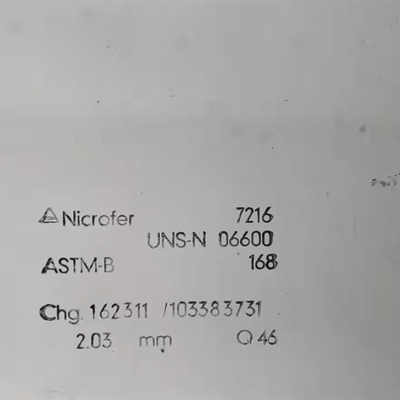 A liga ASTM B166 níquel a placa de Inconel 600/folha de Hastelloy 600