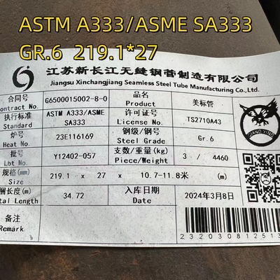 ASME SA333/SA333M GR6 Tubo de aço sem costura ASTM A333 Gr6 Baixa temperatura