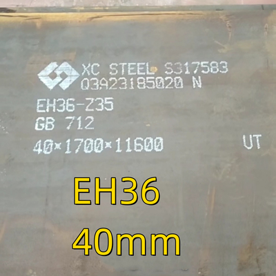 Placa MS de alta resistência grau EH36 de aço de transporte Tamanho da placa: 9144mmL x 2438mmW x 16mmT