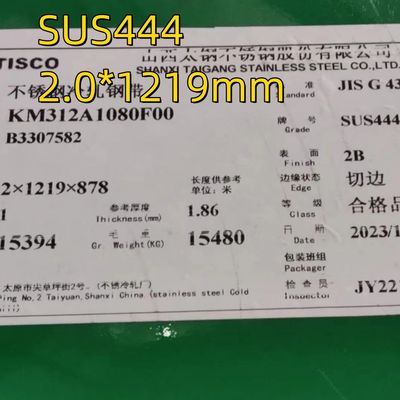SUS444  ASTM A240  AISI 444 (S44400)  DIN1.4521 Stainless Steel Metal Sheet 1.5*1219mm