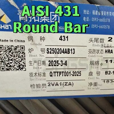 Barras redondas de aço inoxidável laminadas a quente SUS431 Rod Grade 14cr17ni2 Aisi 431 DIN1.4057 75mm Rodas pretas