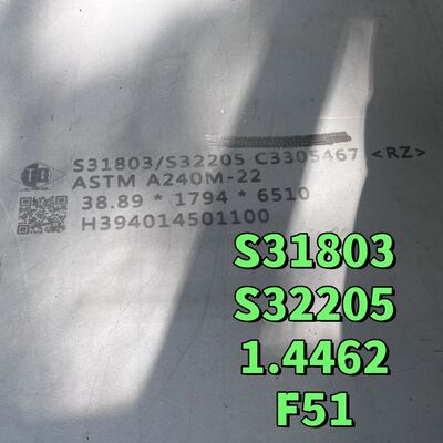 ASTM A182 F51 Chapa de aço inoxidável 38*1220*2440mm S31803 1.4462 Chapa de aço duplex
