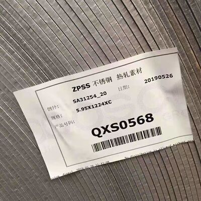 S31254 254 SMO Chapa laminada a quente de aço inoxidável F44 SA240 UNS S31254 Chapa 3.0*1219*2438mm